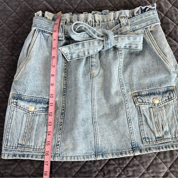 Blank NYC Jean Skirt Cargo Women Medium Blue Denim Waist Tie Belted Mini EE - Picture 5 of 7